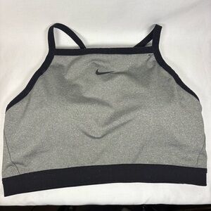 Nike Pro High-Neck Racerback Low-Impact Sports Bra Grey Black Women’s Large